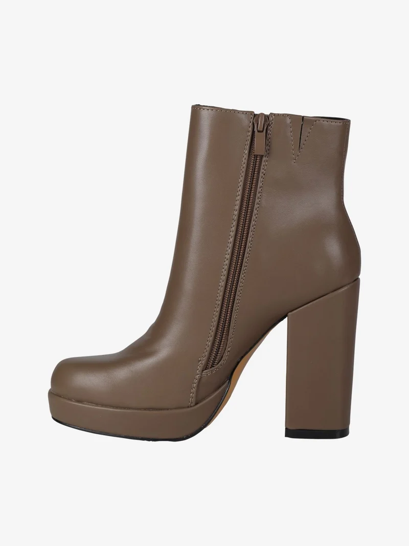 Tronchetti donna con tacco e plateau - taupe