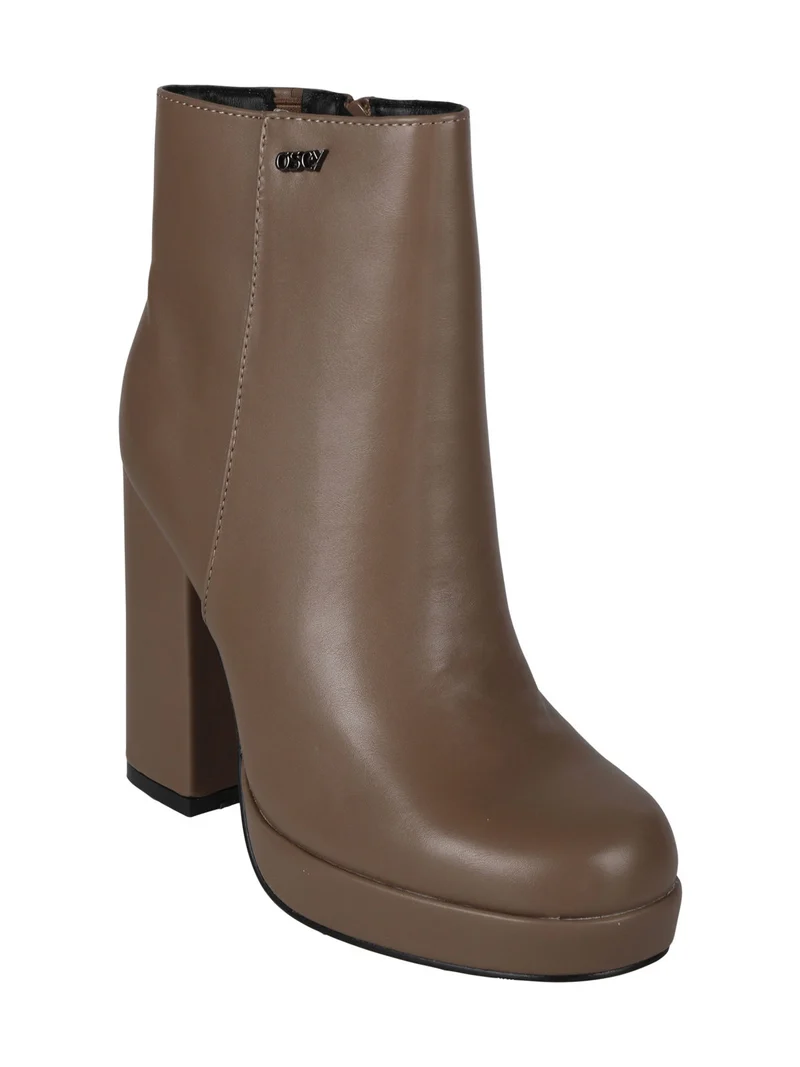 Tronchetti donna con tacco e plateau - taupe