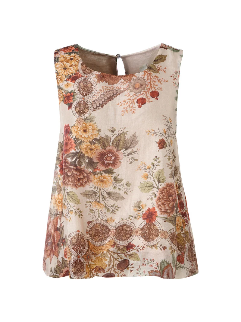 Top donna a palloncino con stampe - khaki