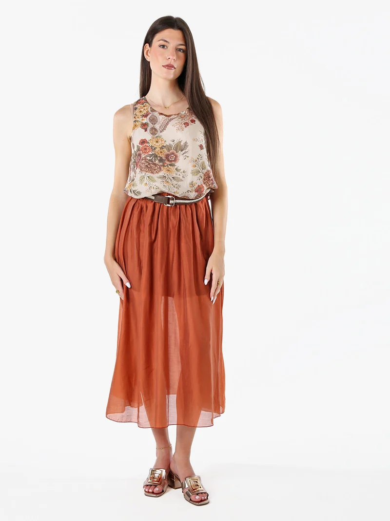 Top donna a palloncino con stampe - khaki