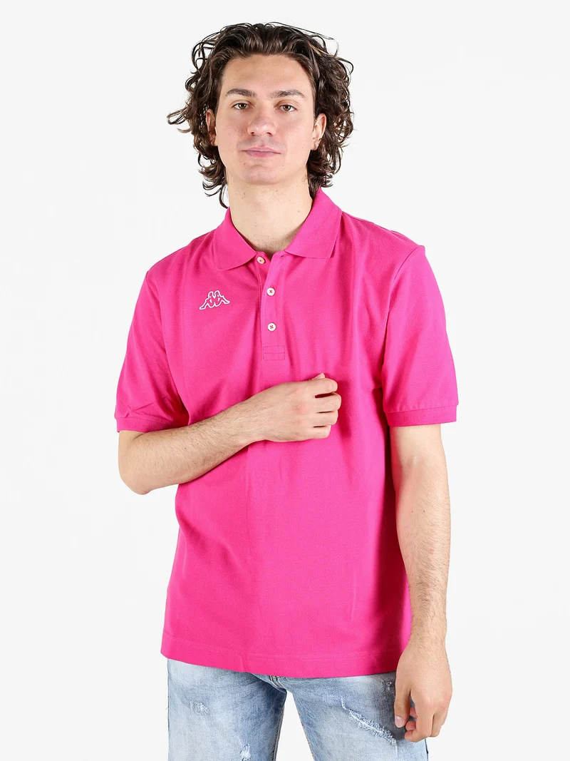 Polo da uomo in cotone a manica corta con logo - fucsia