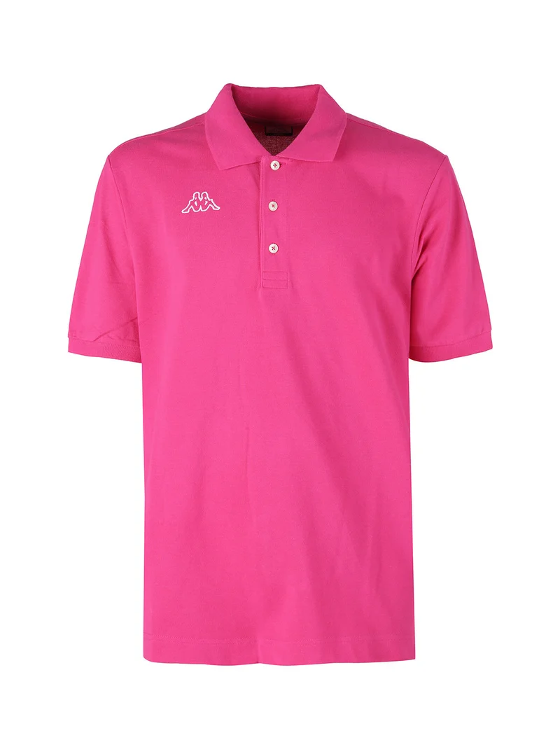 Polo da uomo in cotone a manica corta con logo - fucsia