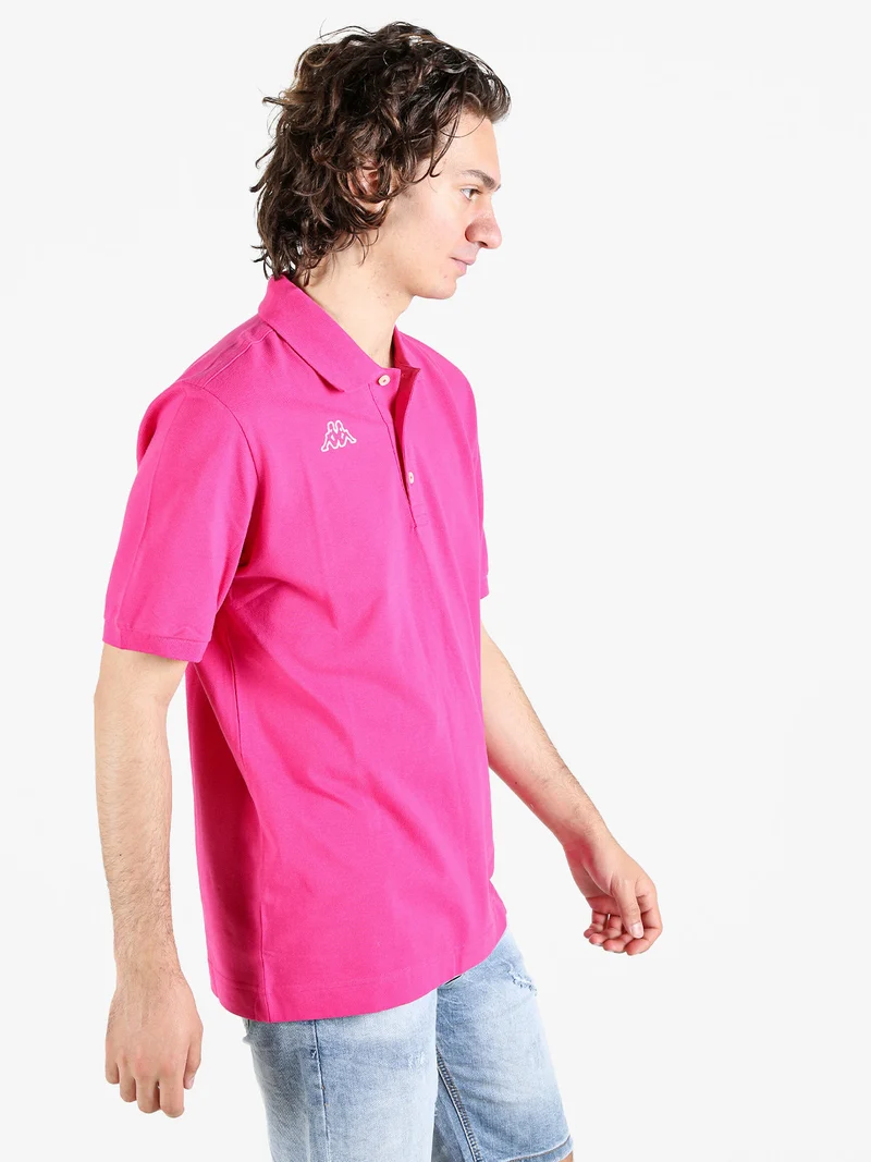 Polo da uomo in cotone a manica corta con logo - fucsia