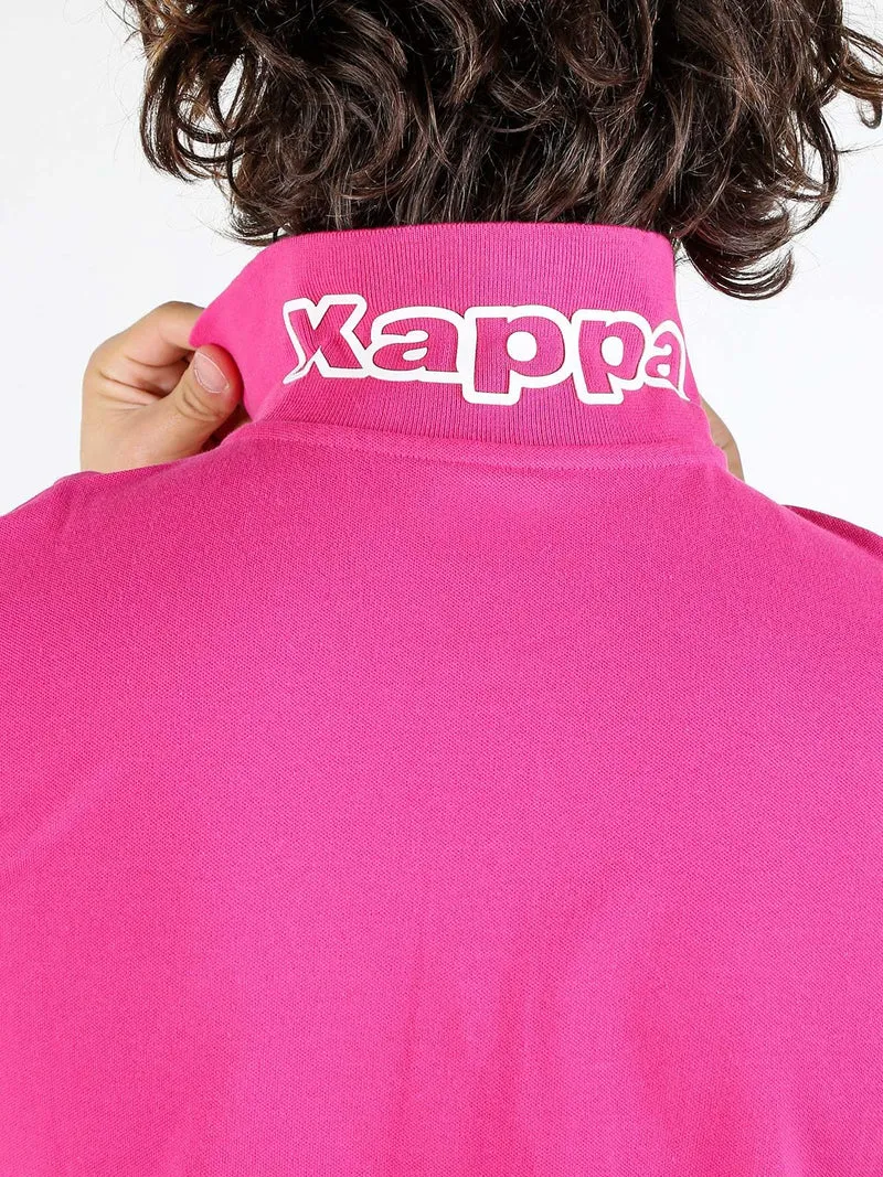 Polo da uomo in cotone a manica corta con logo - fucsia