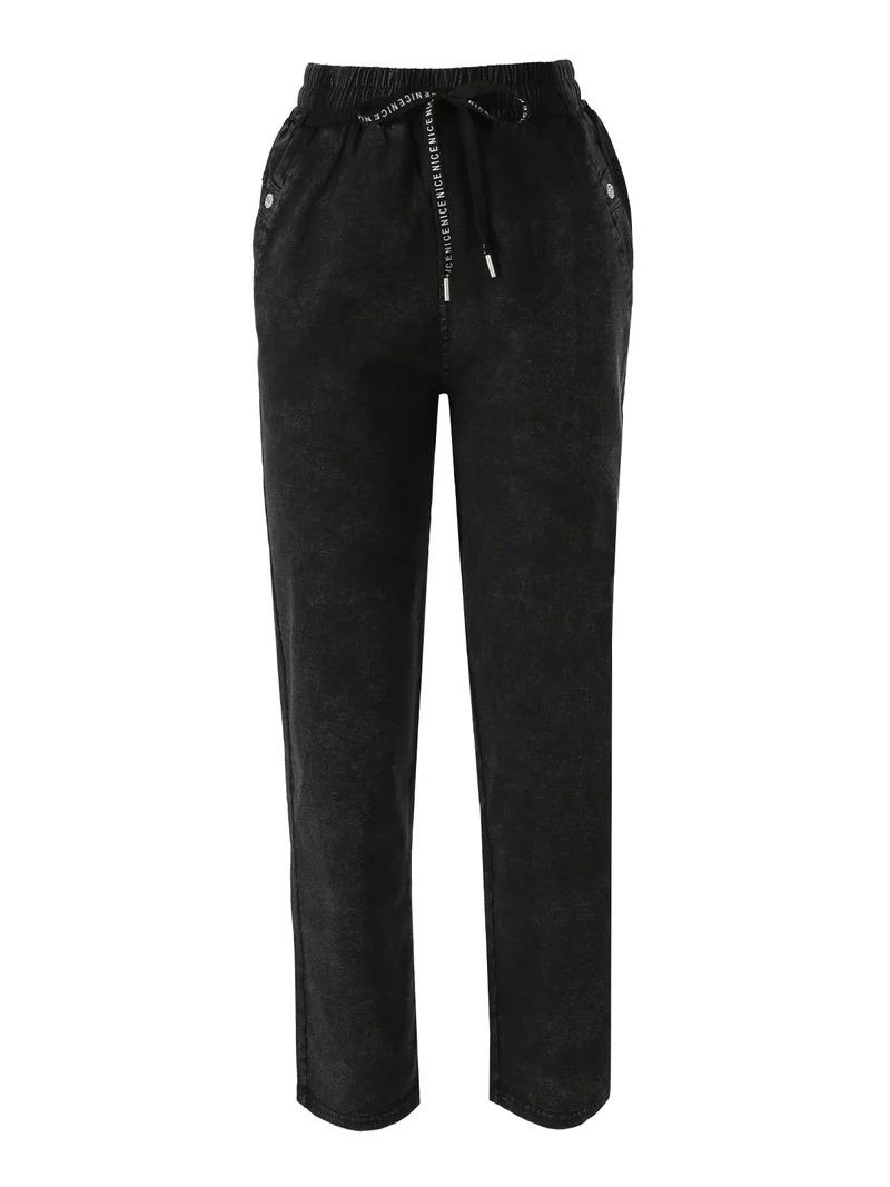 Jeggings donna con coulisse taglie grandi - nero