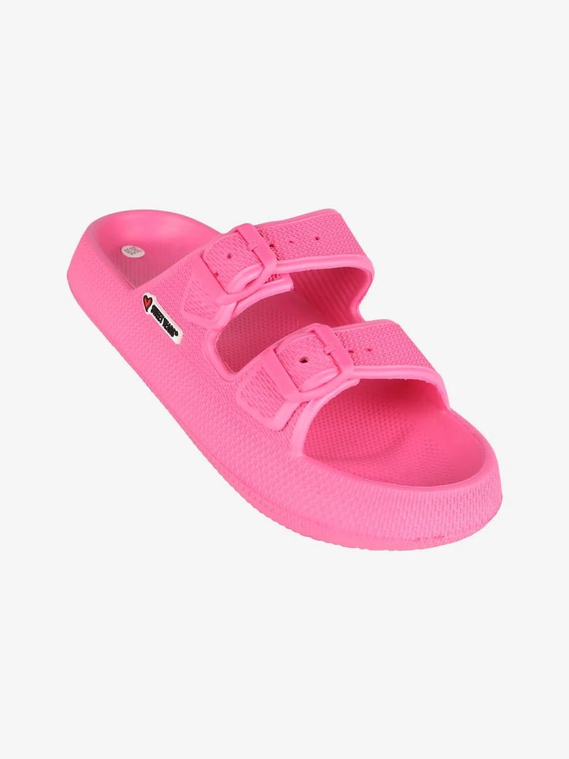 Ciabatte in gomma donna con doppia fibbia - fucsia