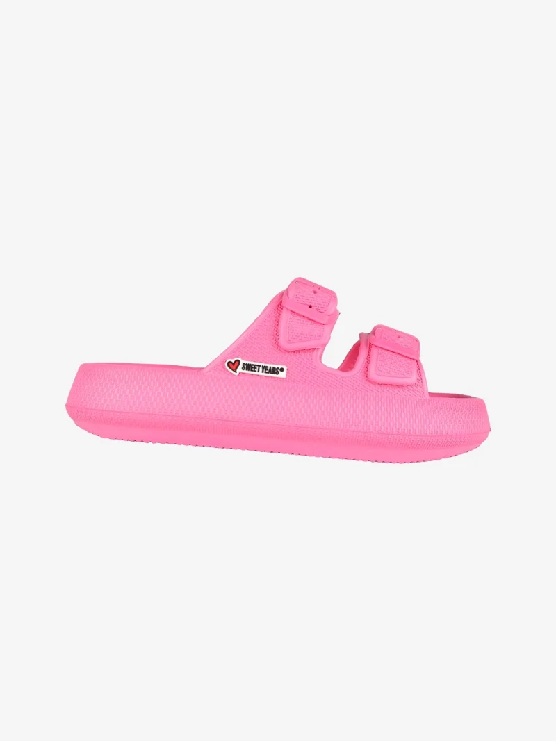 Ciabatte in gomma donna con doppia fibbia - fucsia