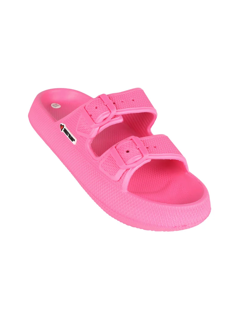 Ciabatte in gomma donna con doppia fibbia - fucsia