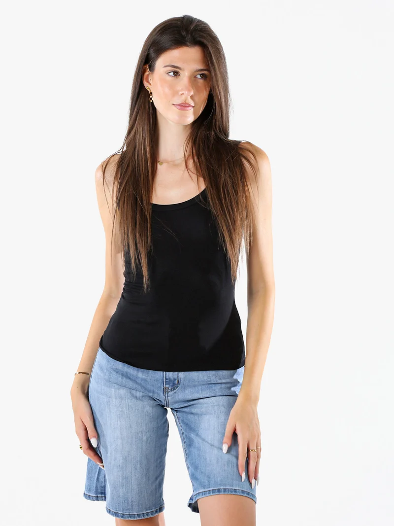 Top girocollo da donna a spalla stretta - nero