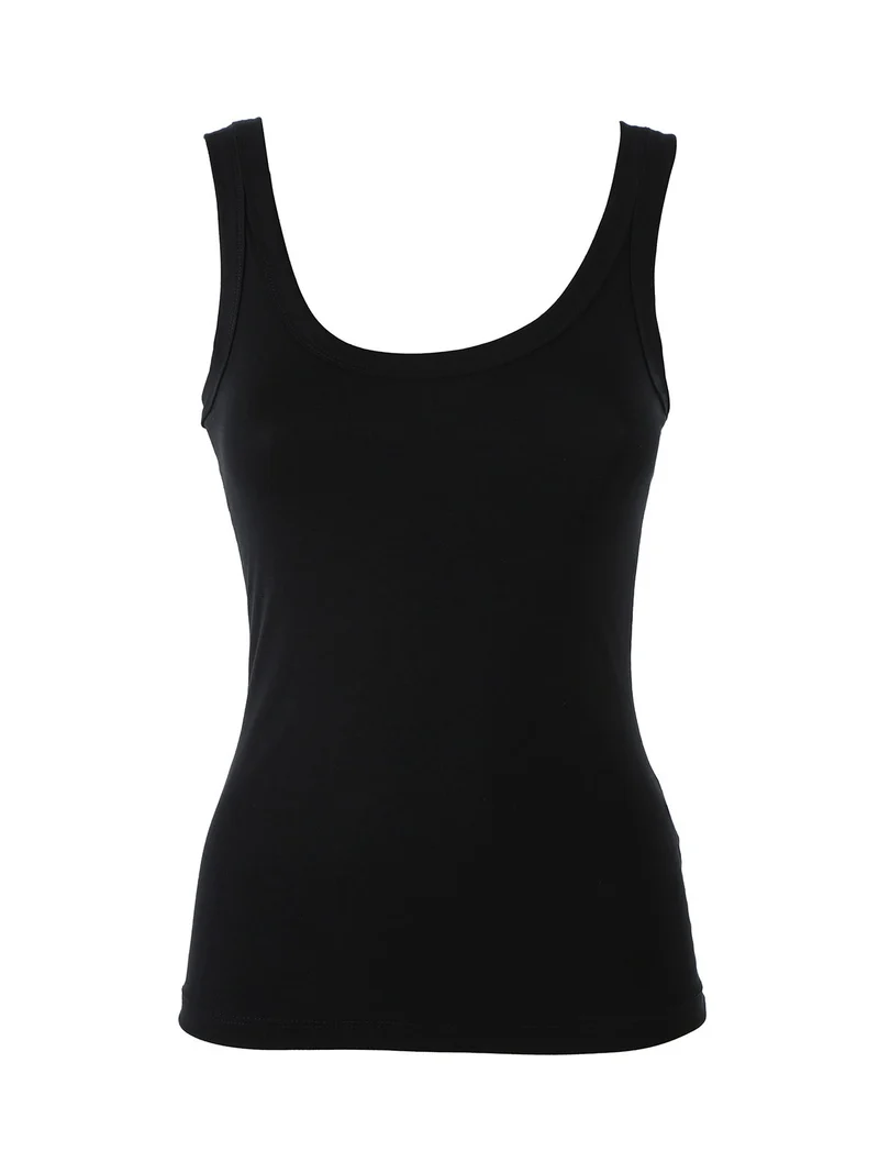 Top girocollo da donna a spalla stretta - nero