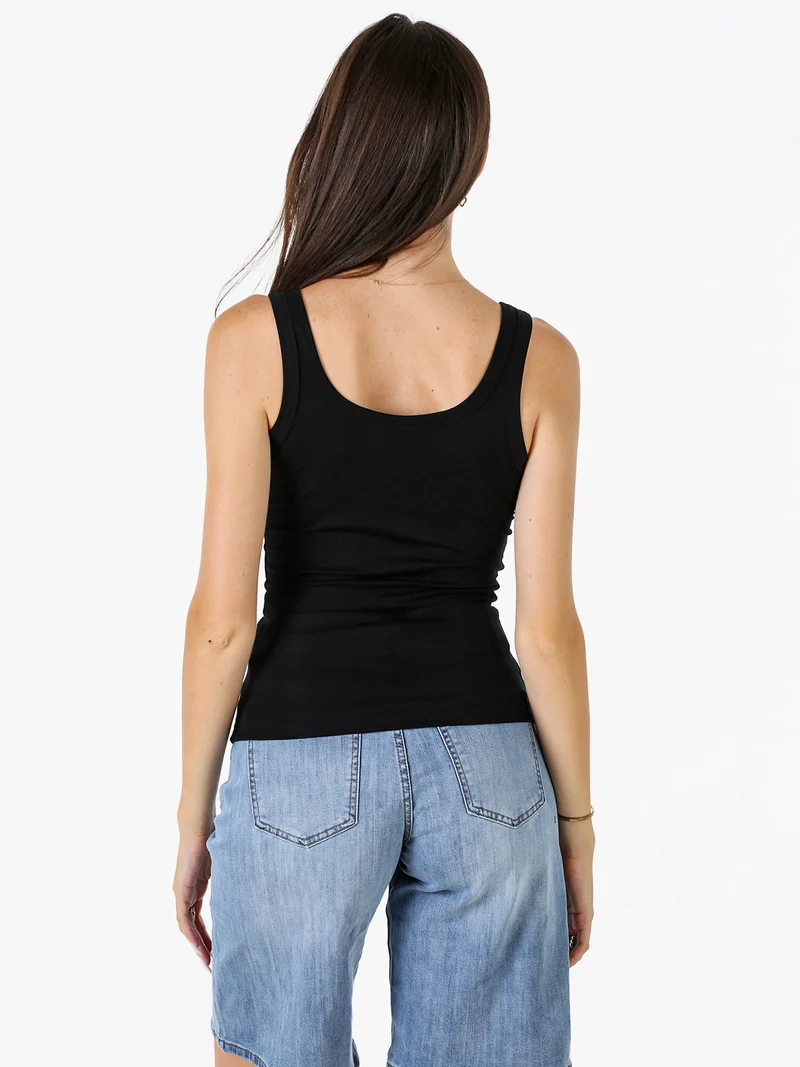Top girocollo da donna a spalla stretta - nero