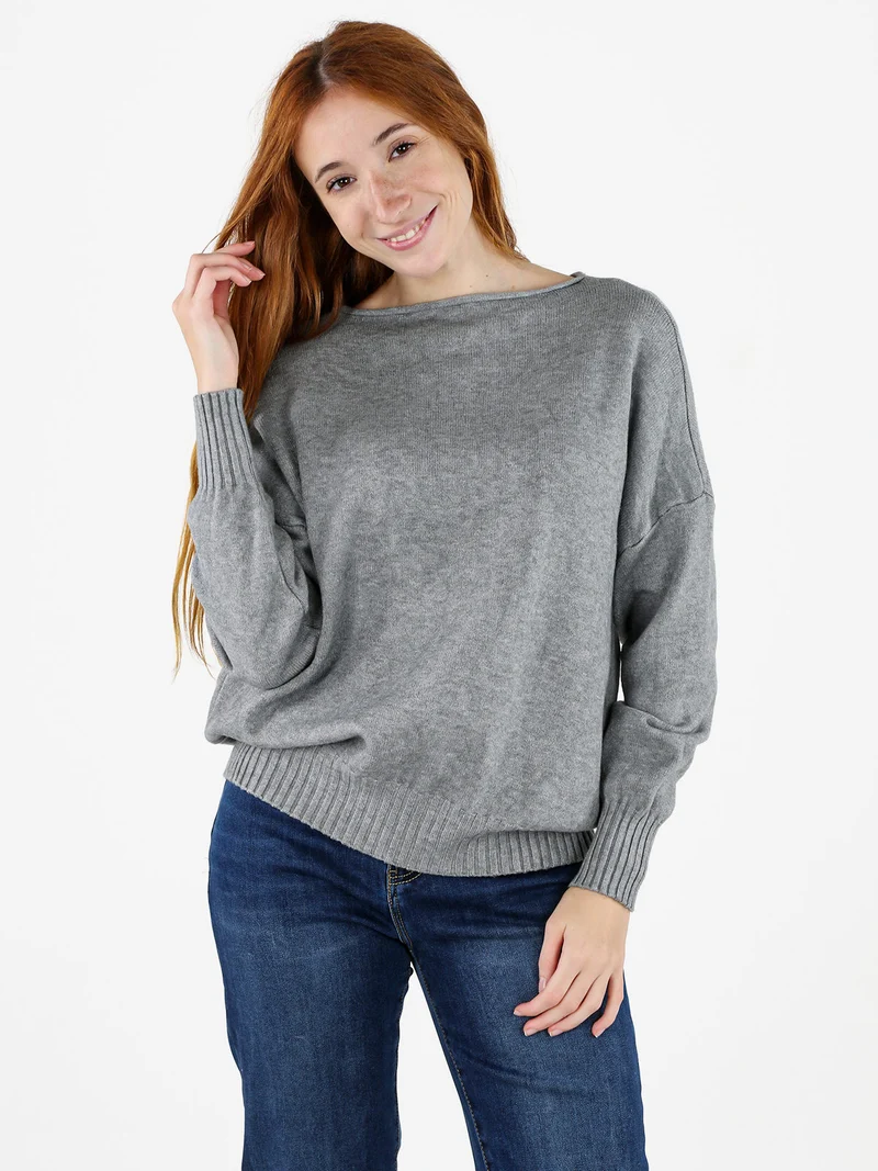 Pullover donna oversize in maglia - grigio