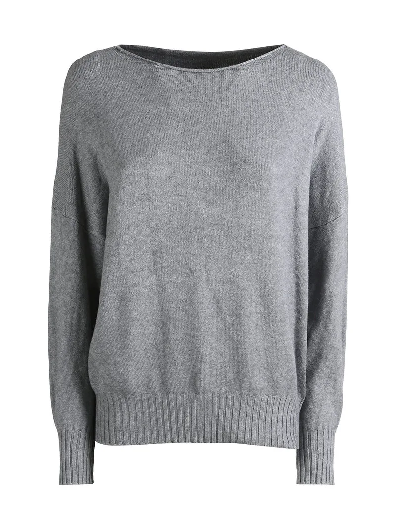 Pullover donna oversize in maglia - grigio