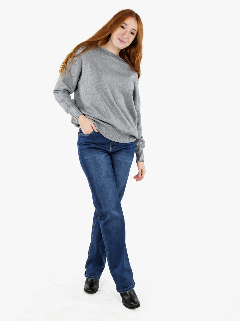 Pullover donna oversize in maglia - grigio