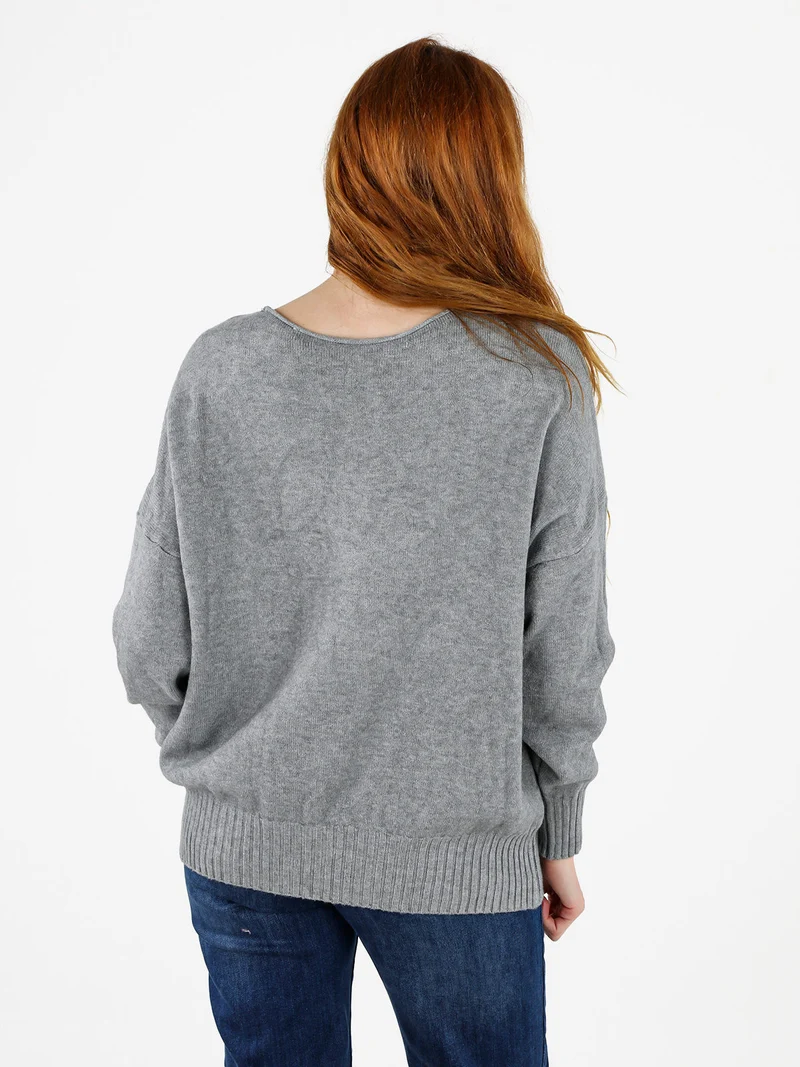 Pullover donna oversize in maglia - grigio