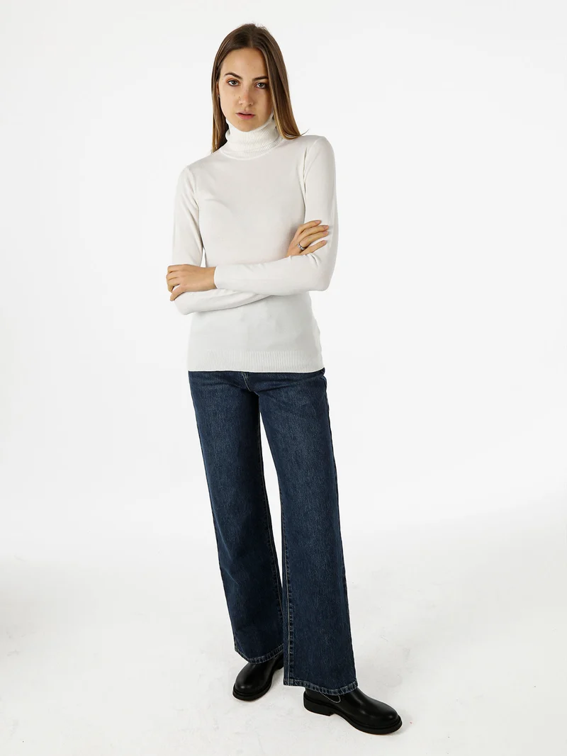 Maglia donna dolcevita - bianco