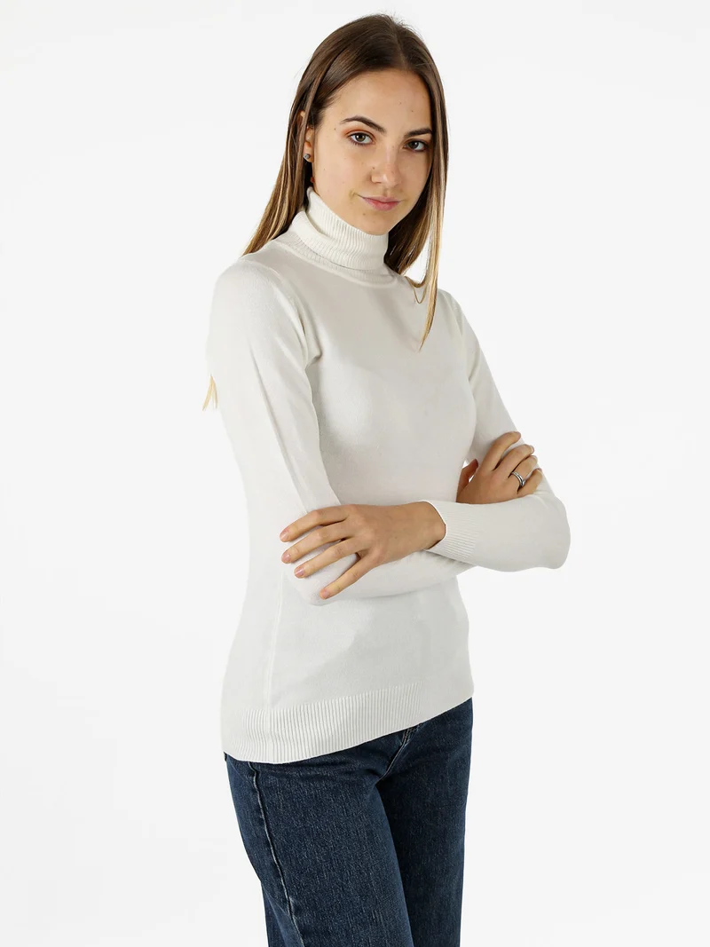 Maglia donna dolcevita - bianco