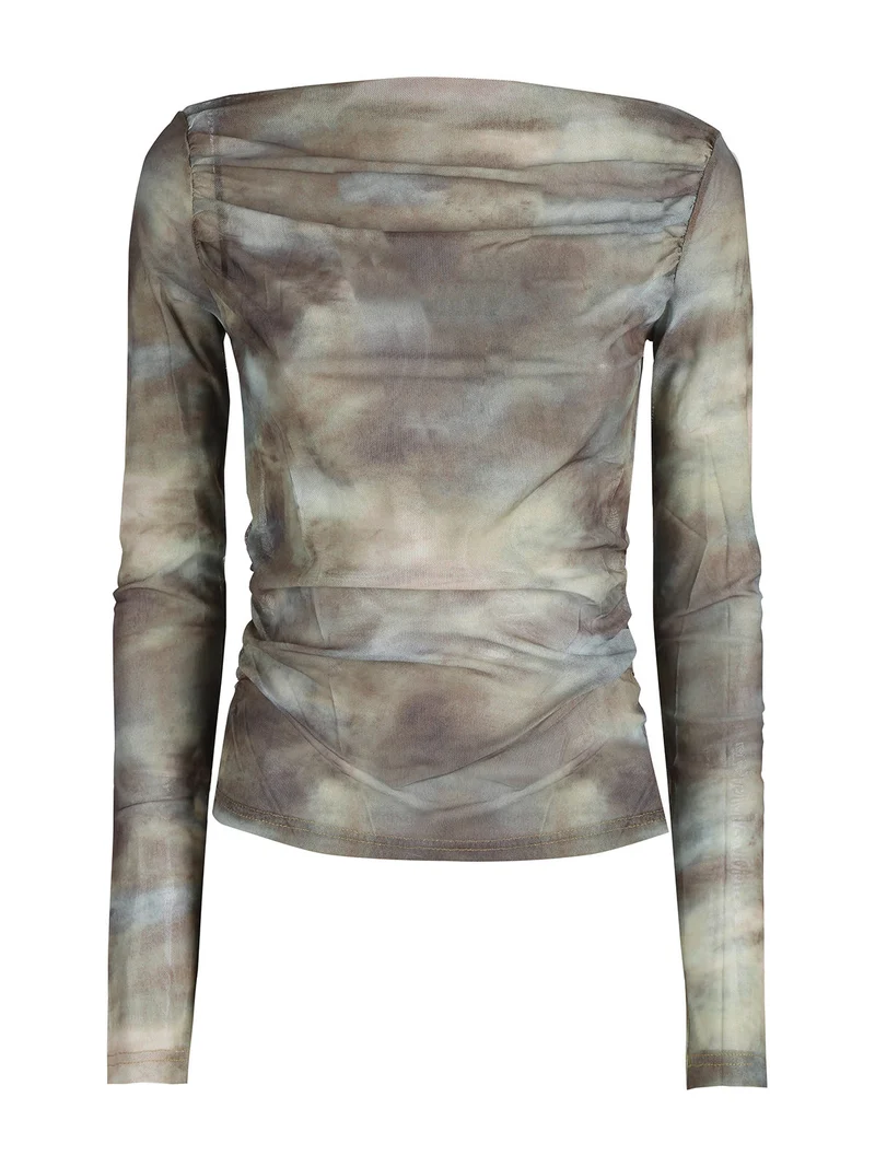 Maglia donna velata a maniche lunghe con scollo a barca - verde chiaro