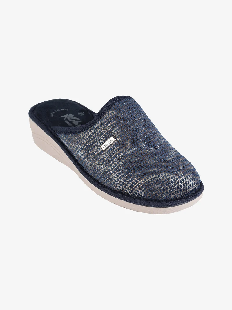 Pantofole donna invernali con zeppa - blu