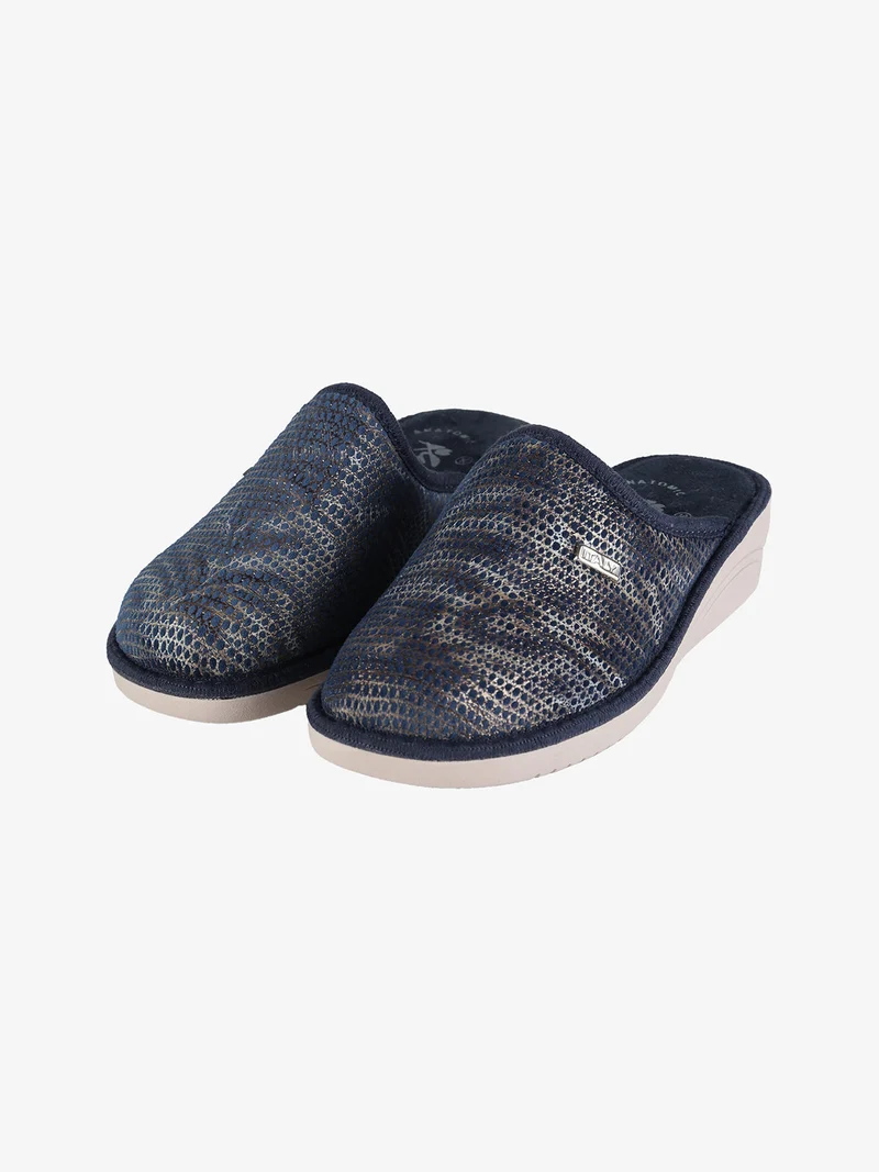 Pantofole donna invernali con zeppa - blu