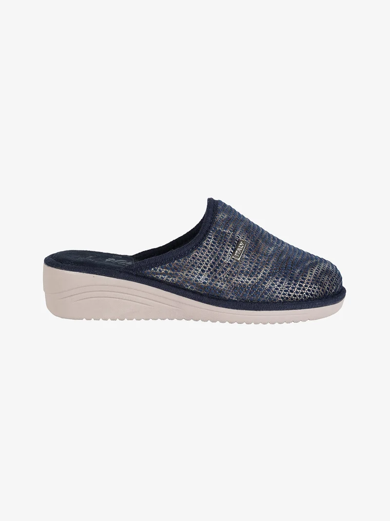 Pantofole donna invernali con zeppa - blu