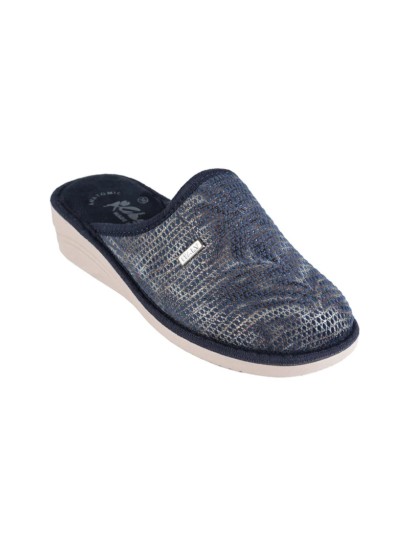 Pantofole donna invernali con zeppa - blu