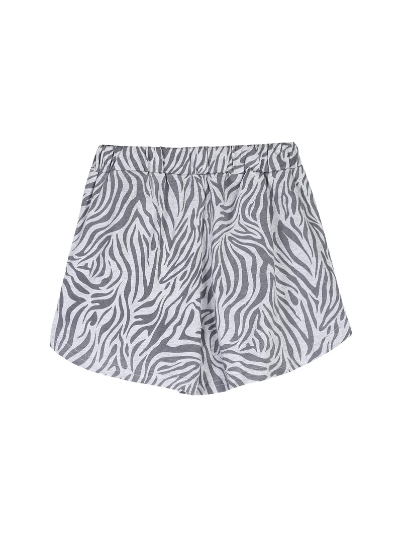 Completo corto da ragazza in cotone con top e shorts - bianco