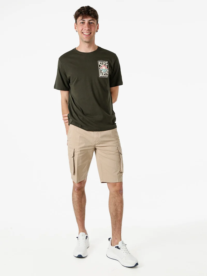 T-shirt da uomo in cotone con stampa davanti e dietro - militare