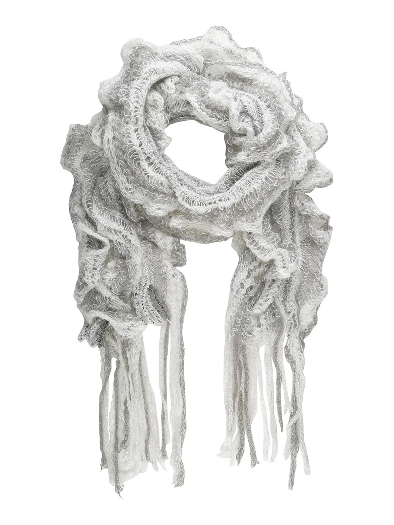 Sciarpa donna con frange - bianco