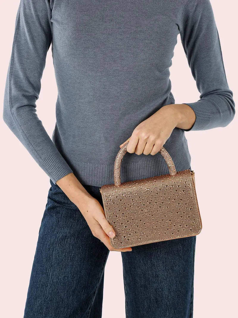 Borsa donna gioiello con strass - champagne