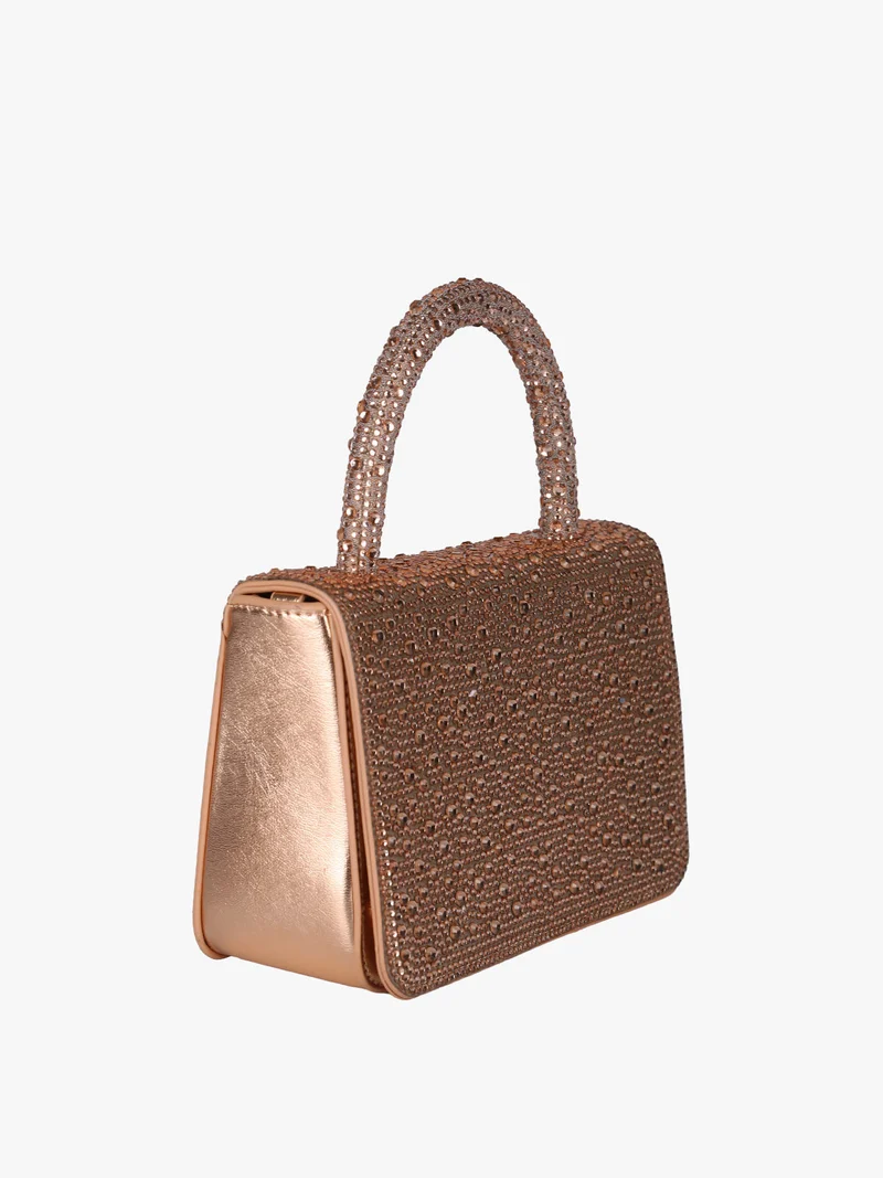 Borsa donna gioiello con strass - champagne