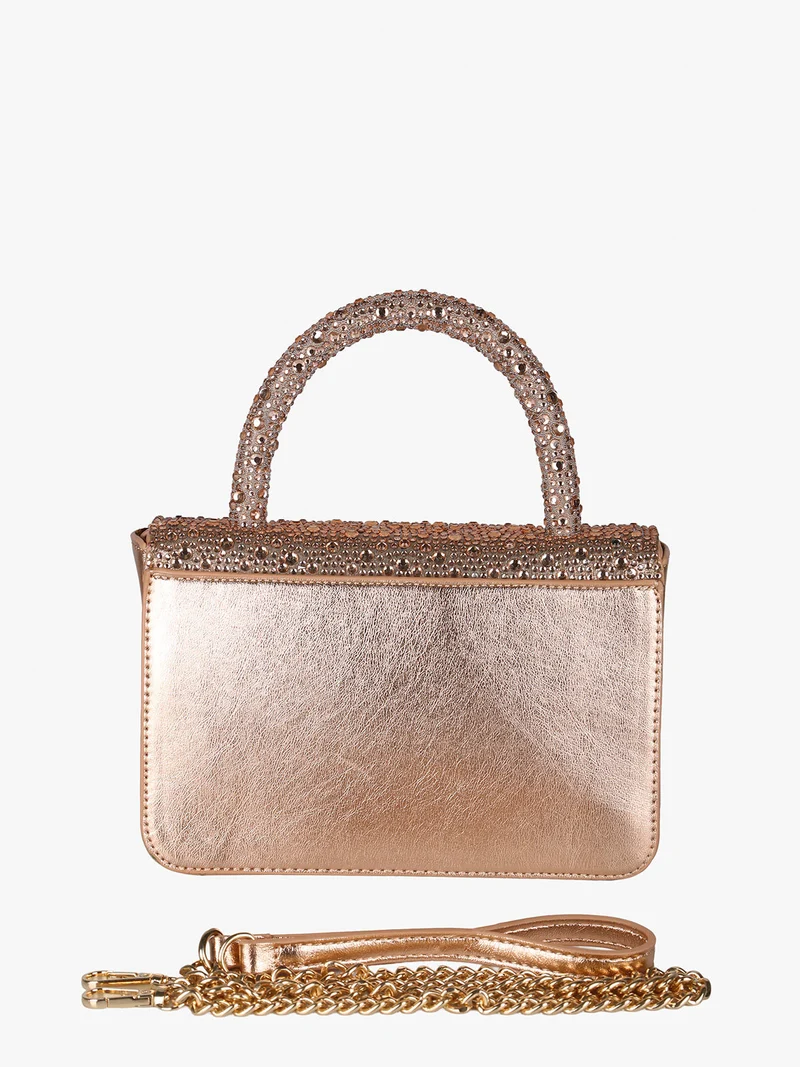 Borsa donna gioiello con strass - champagne