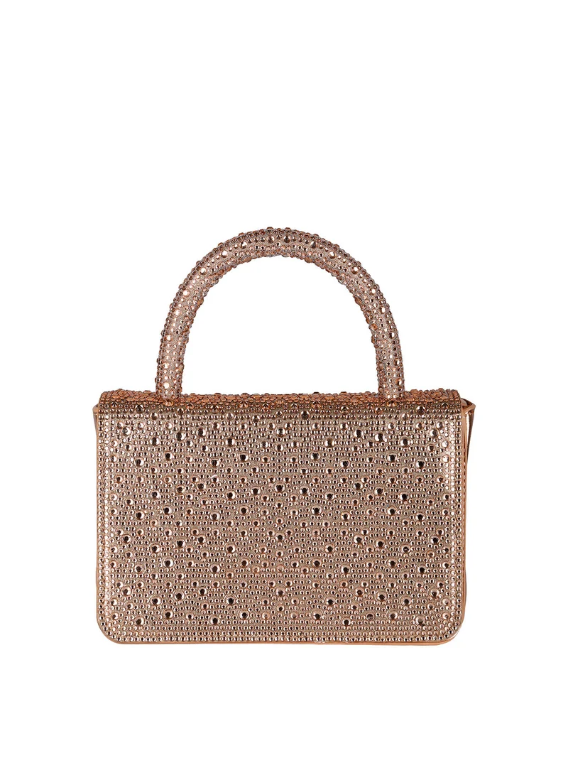 Borsa donna gioiello con strass - champagne