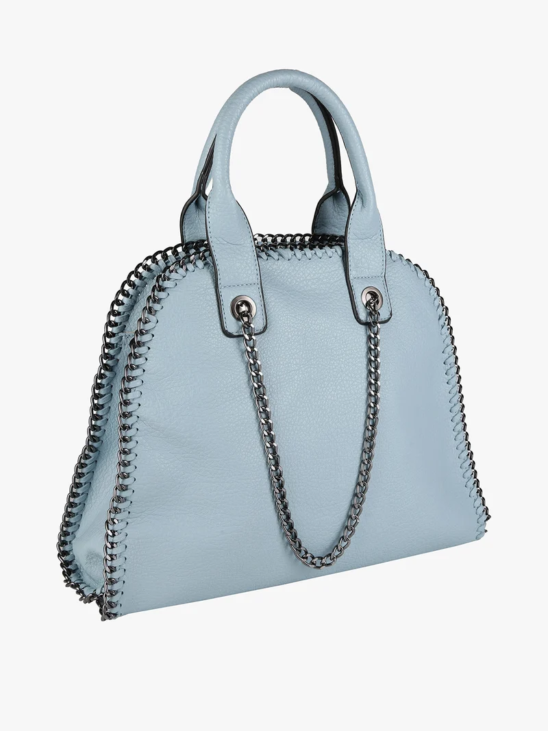 Borsa donna con doppi manici e catena - azzurro