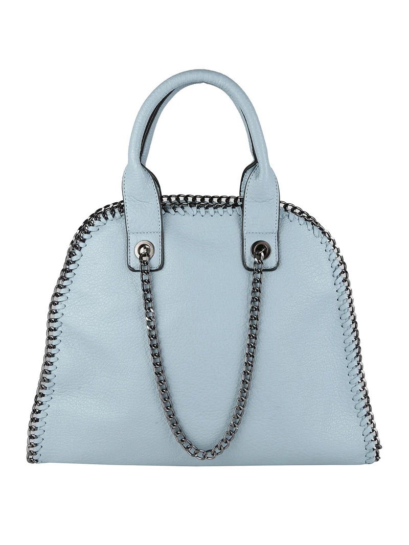 Borsa donna con doppi manici e catena - azzurro