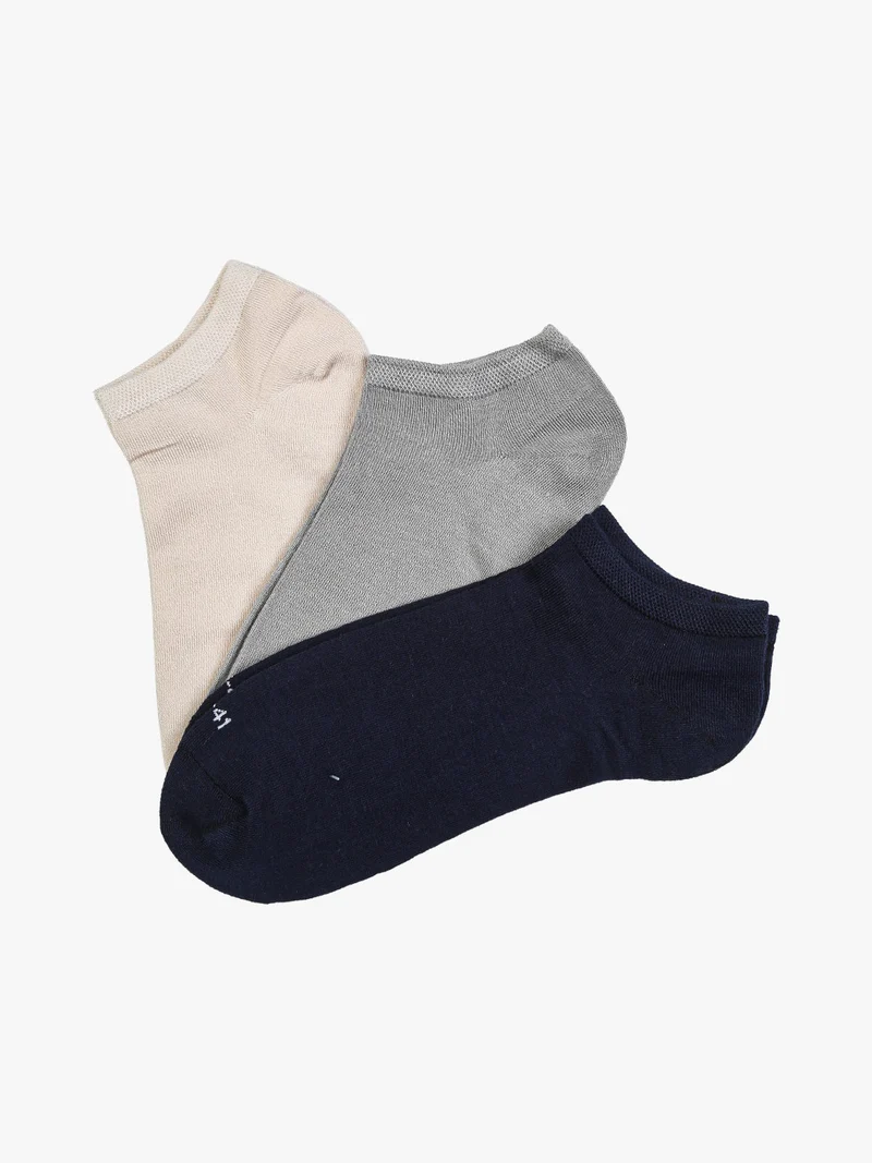 Confezione da 3 paia di calze sneakers da donna in bamboo - blu scuro