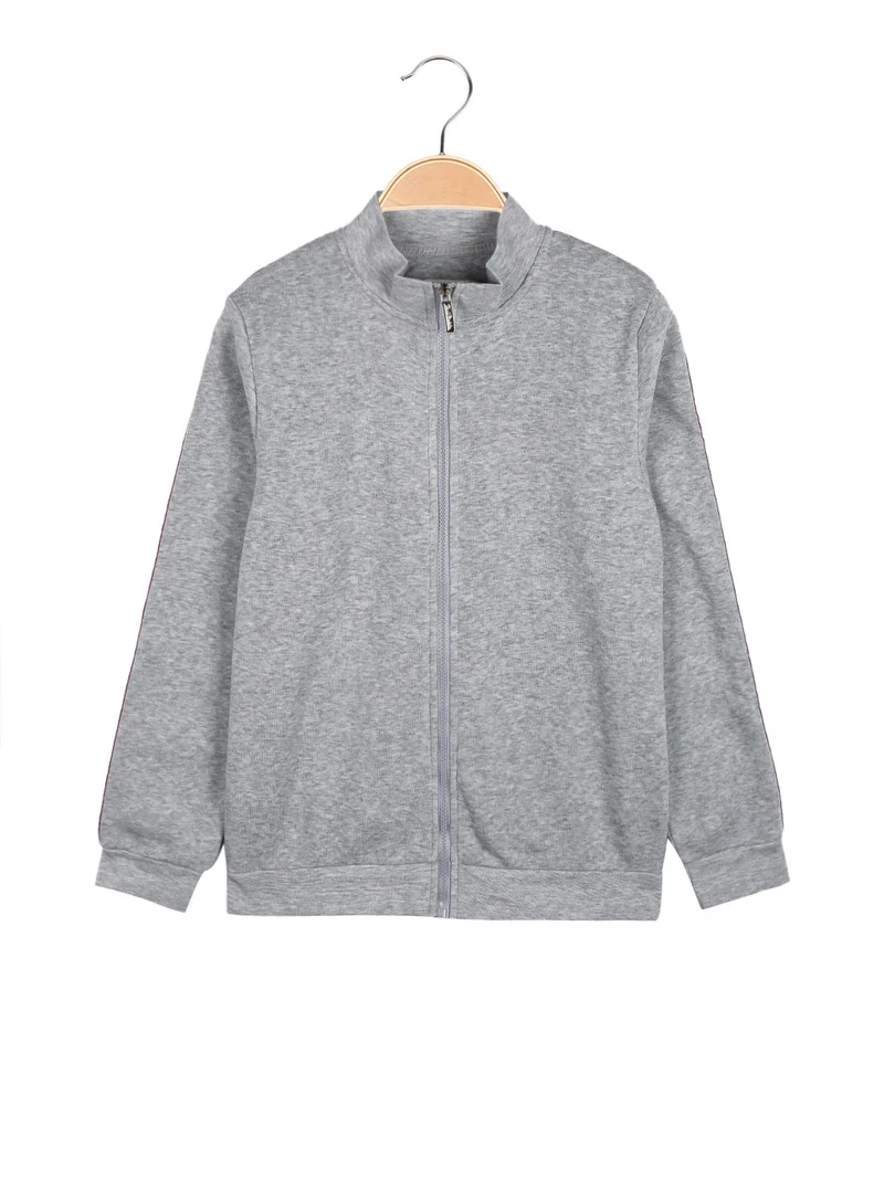 Felpa pesante da ragazza con zip - grigio