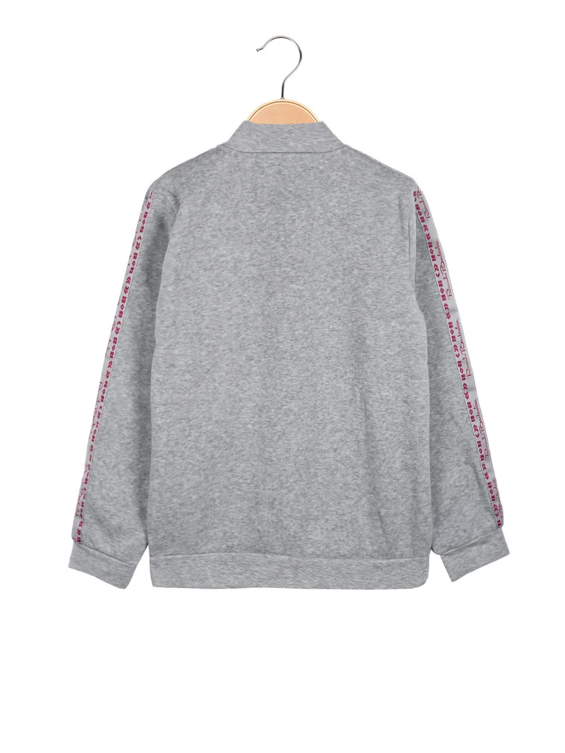 Felpa pesante da ragazza con zip - grigio