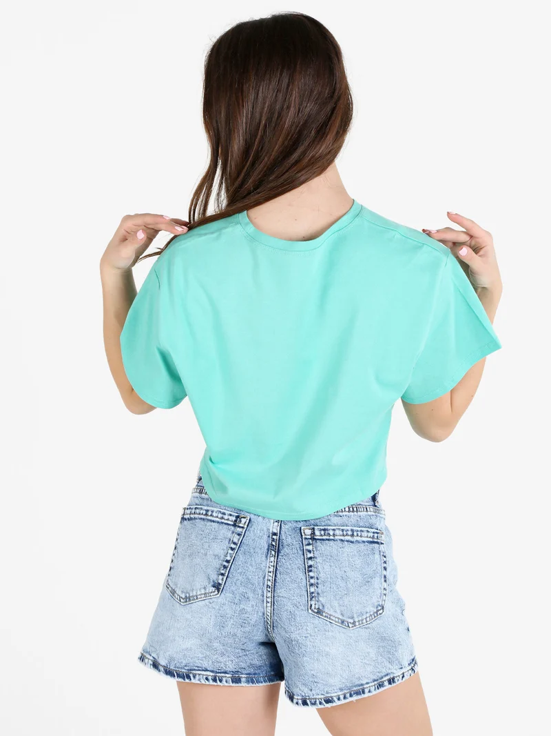T-shirt crop donna in cotone oversize - verde