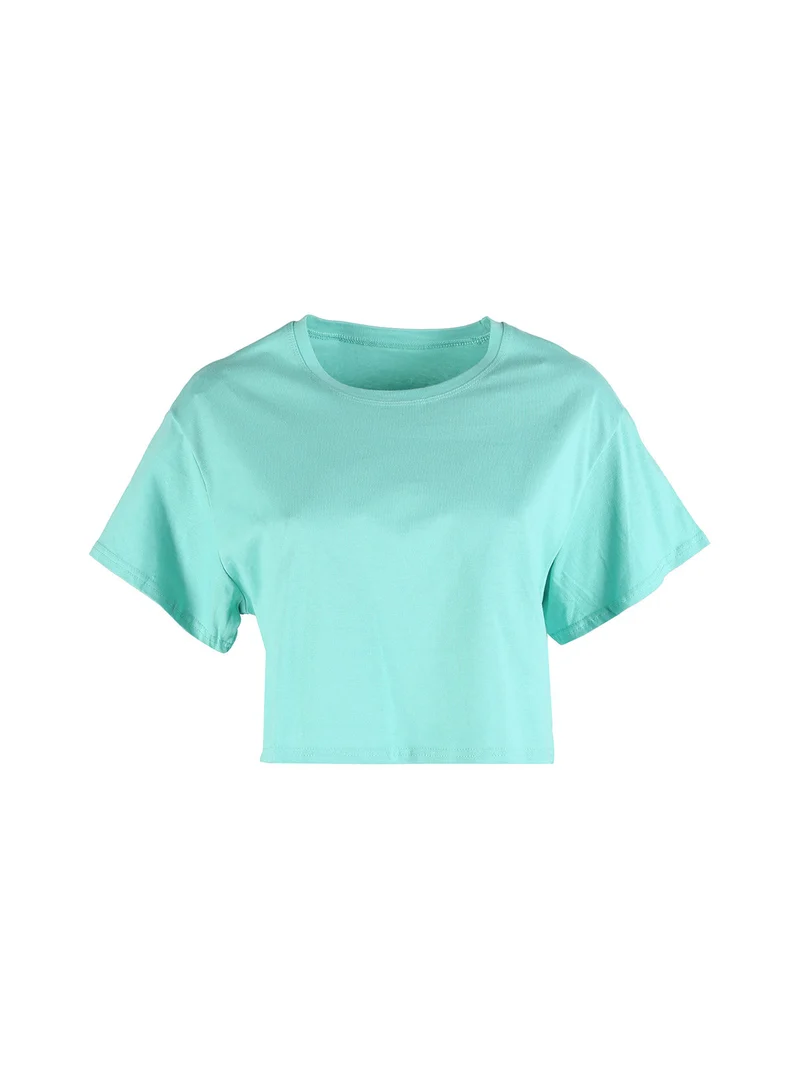 T-shirt crop donna in cotone oversize - verde