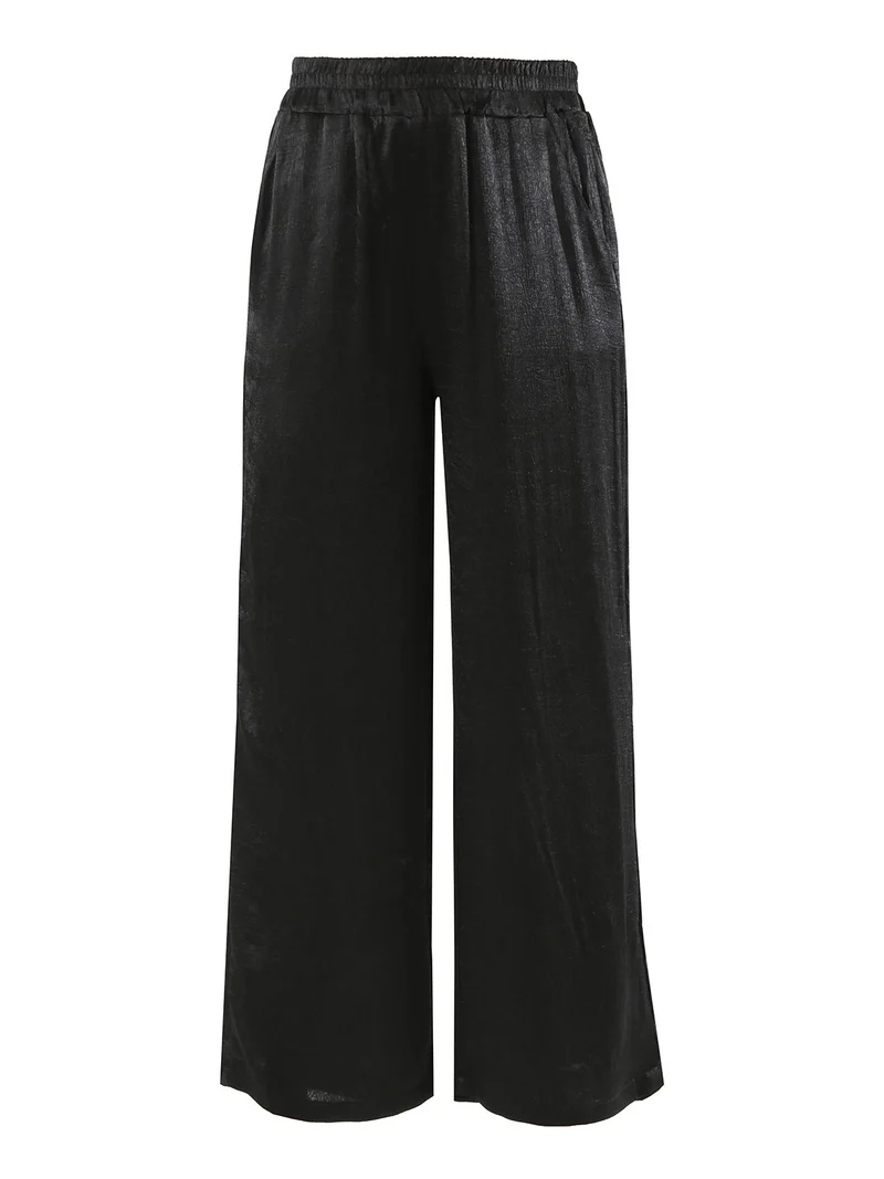 Pantaloni donna leggeri effetto lucido - nero