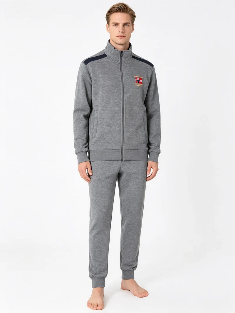 Completo tuta da uomo felpata con zip intera - grigio