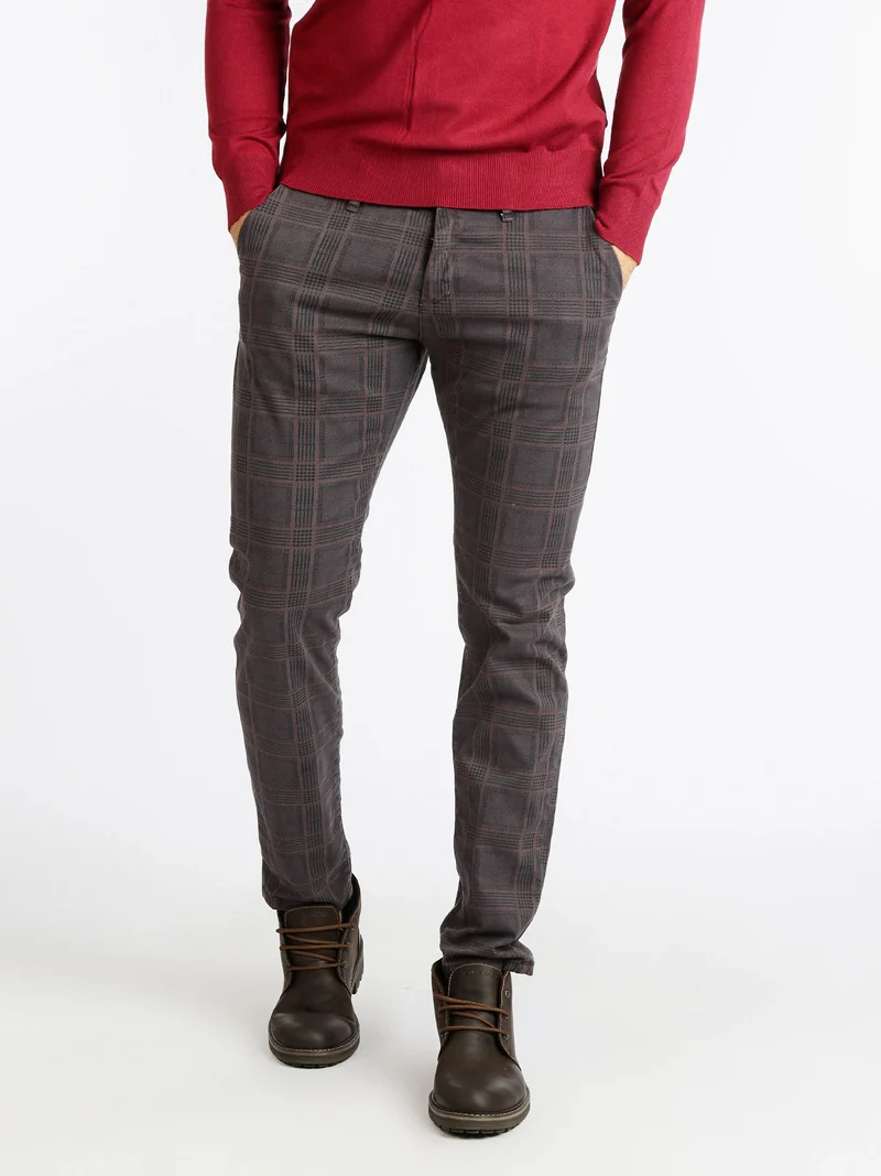 Pantaloni da uomo slim fit a quadri - grigio scuro