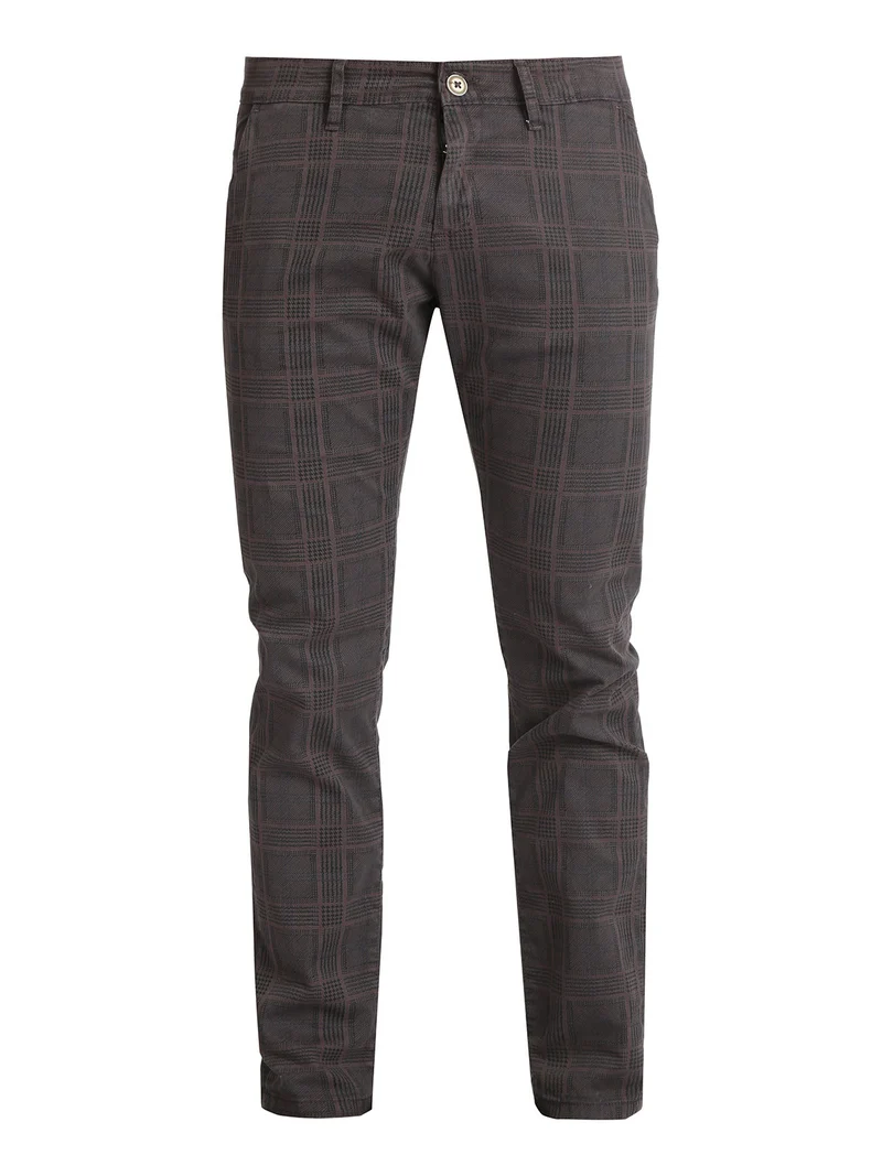 Pantaloni da uomo slim fit a quadri - grigio scuro