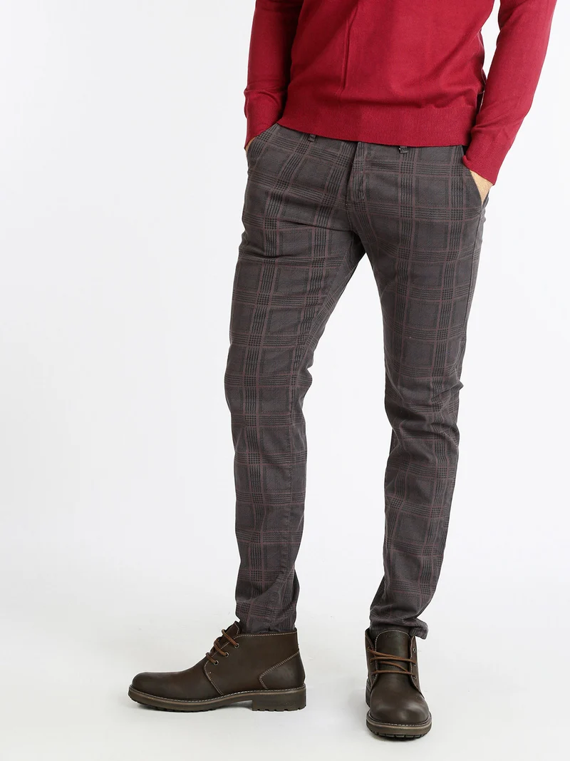Pantaloni da uomo slim fit a quadri - grigio scuro
