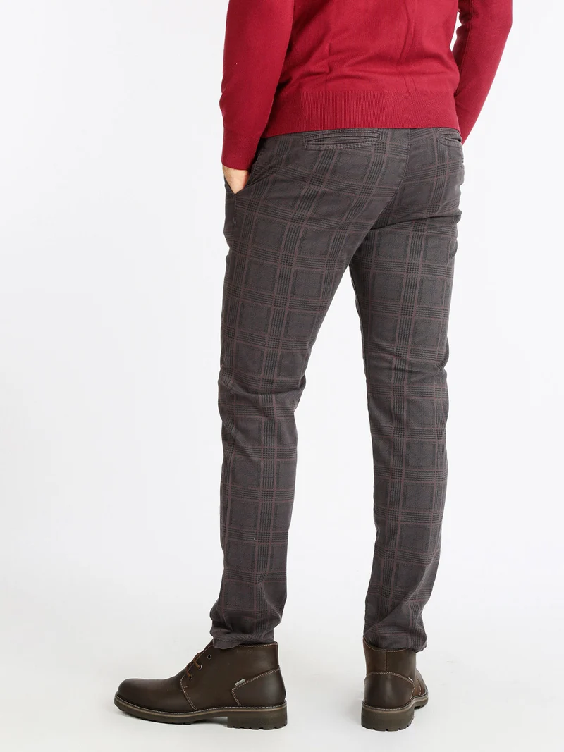 Pantaloni da uomo slim fit a quadri - grigio scuro