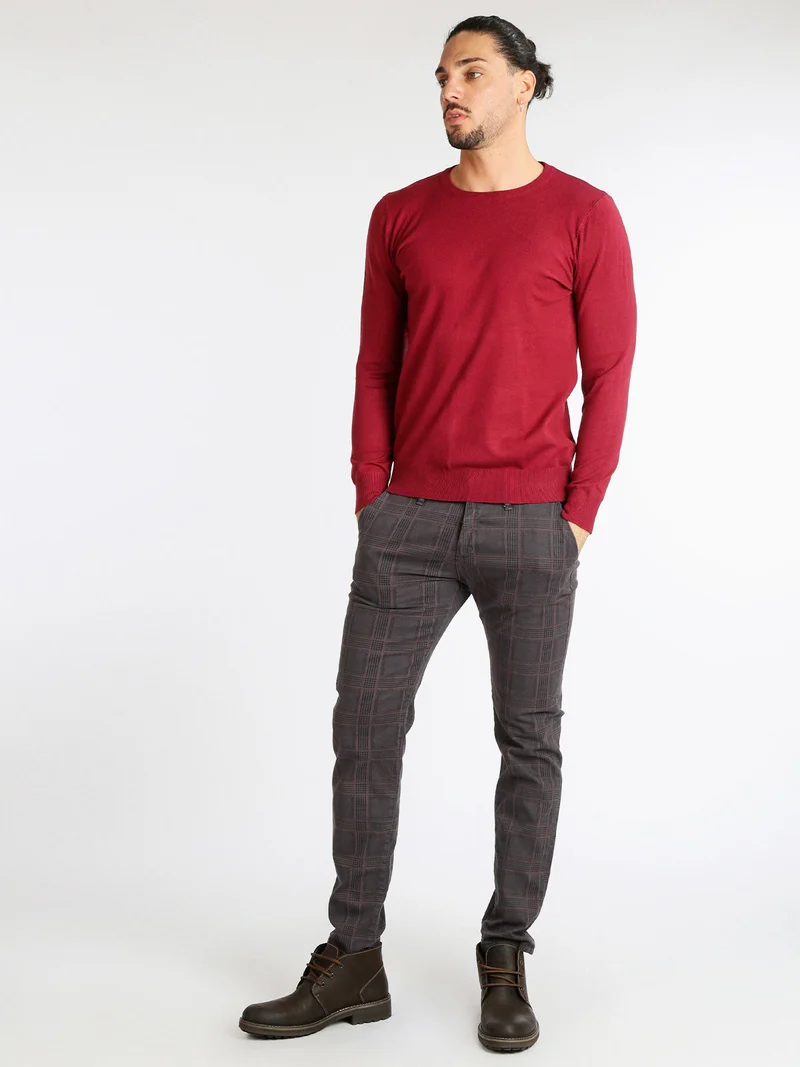 Pantaloni da uomo slim fit a quadri - grigio scuro