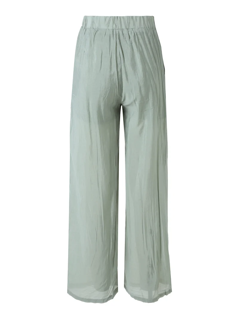 Pantaloni donna leggeri a gamba larga - pistacchio