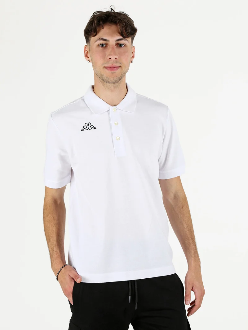 Polo da uomo a maniche corte in cotone con logo - bianco