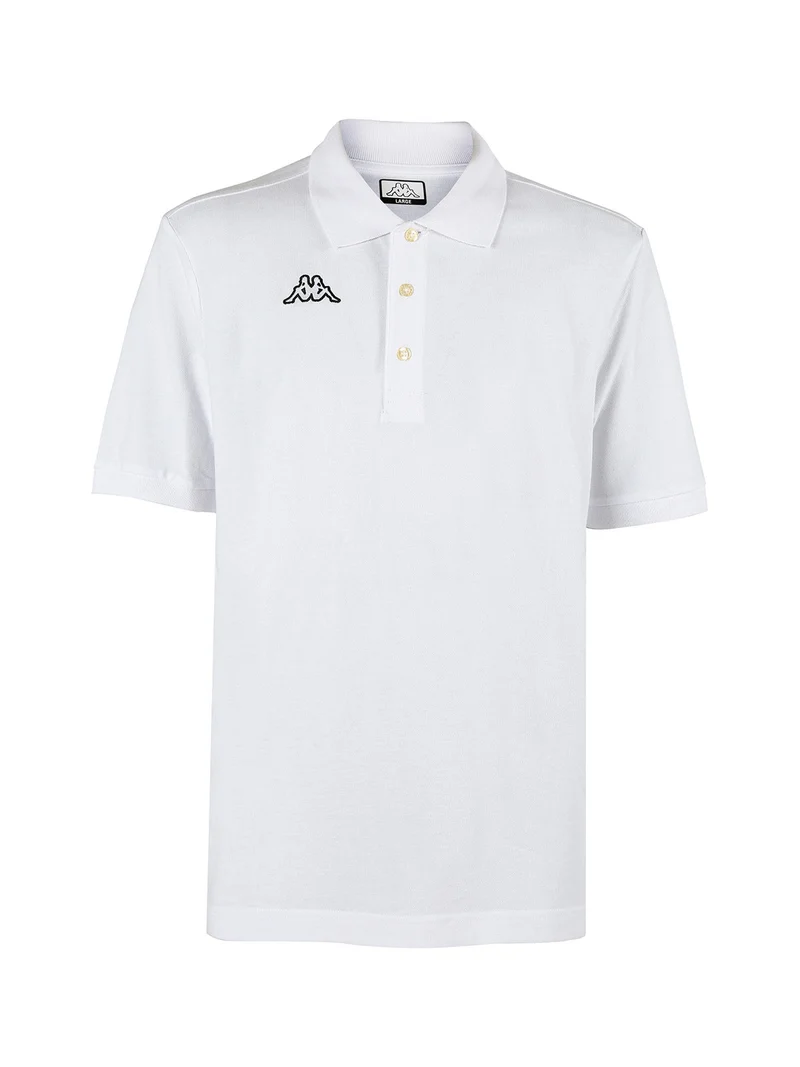 Polo da uomo a maniche corte in cotone con logo - bianco